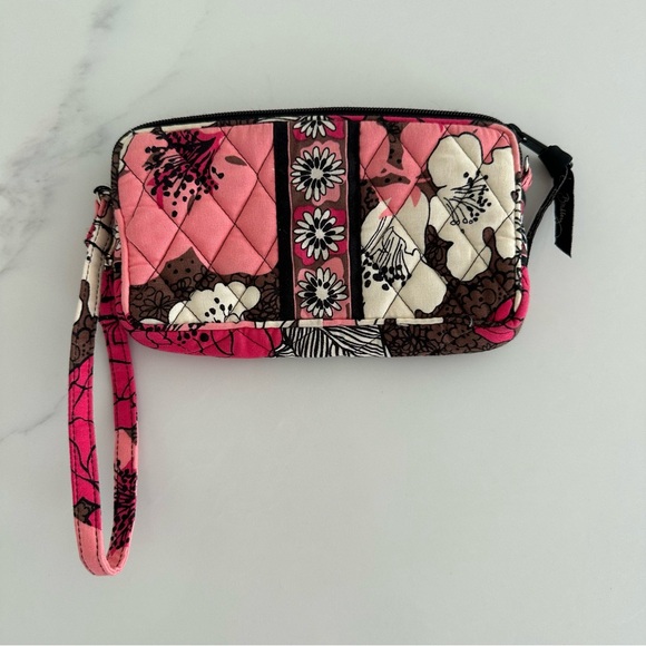 Vera Bradley Handbags - Vera Bradley 
Mocha Rouge 
Pink Brown Print Wallet Wristlet